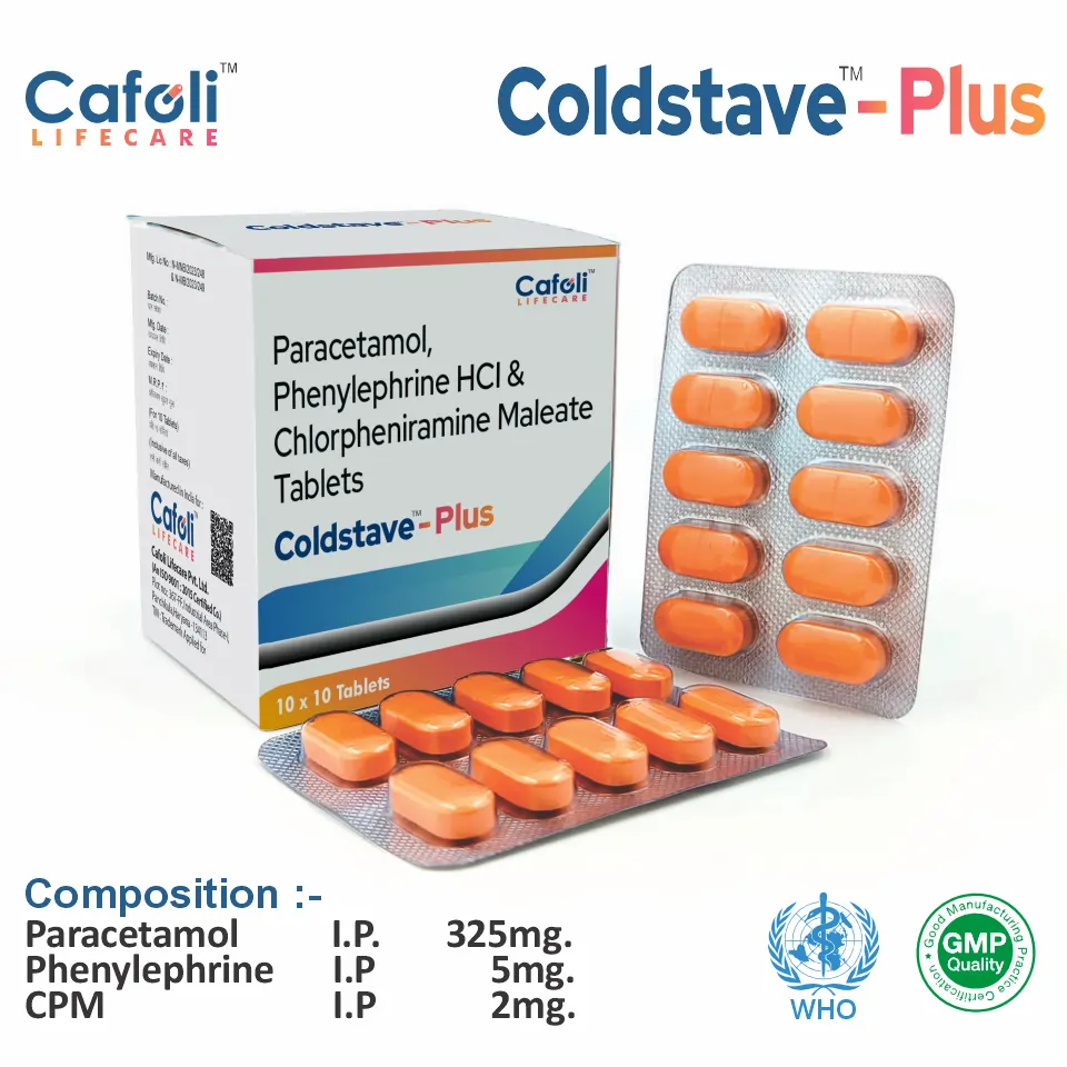 Paracetamol 325mg + Phenylephrine 5mg + CPM 2mg | Best price for PCD Pharma Franchise | Cold & flu relief tablet